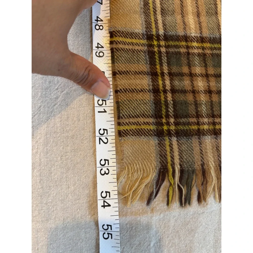 100% Lambswool Plaid Scarf Made in Scotland Vintage, Preppy, Cozy, 1970's Earthy
